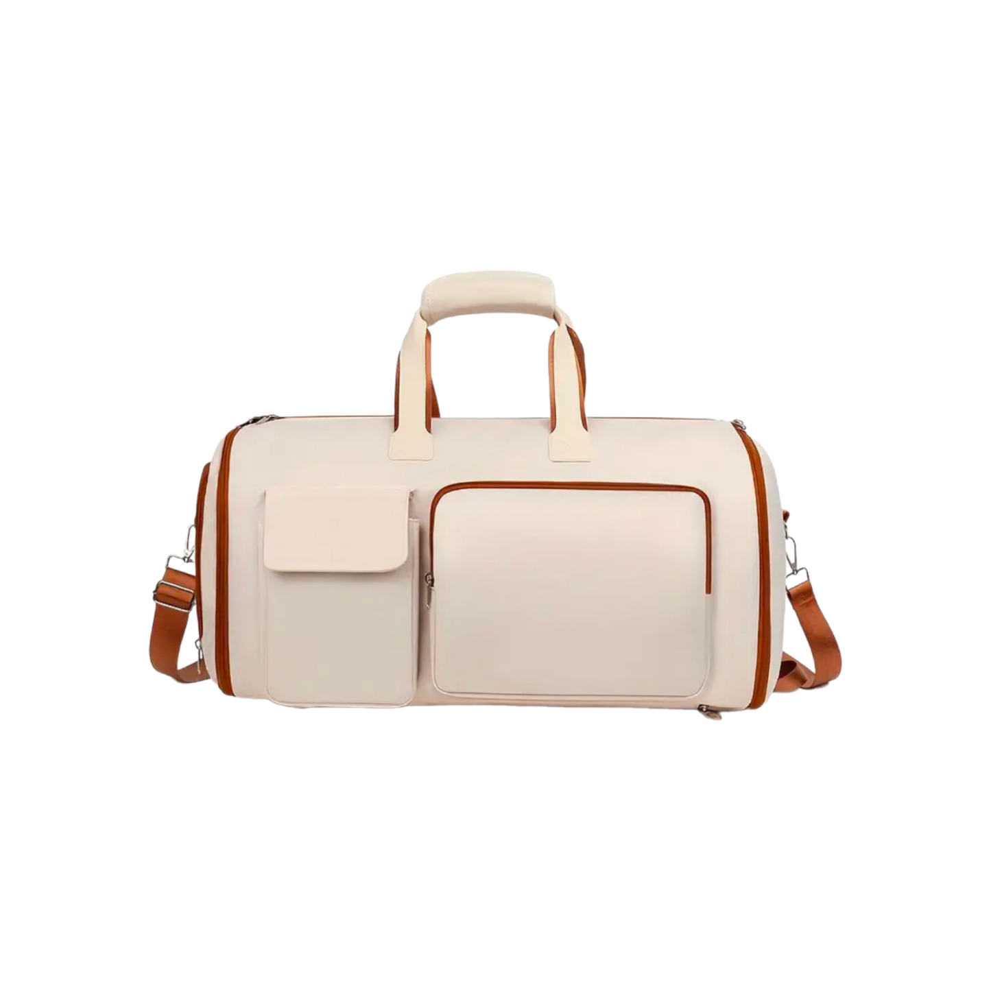 Sac de voyage Moduleva beige – sac cabine élégant et pratique. Rangement vêtements dans la doublure, format avion, gain de place et économique.