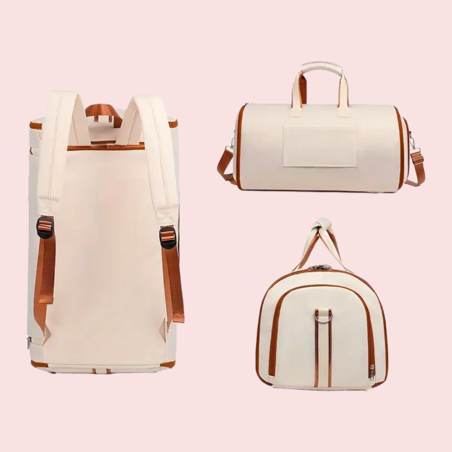 Sac de voyage innovant et tendance MODULEVA avec rangement dans la doublure - coloris beige